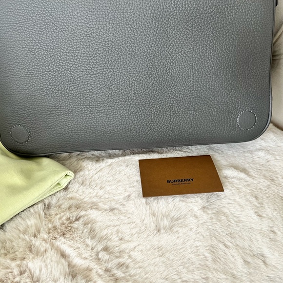 Burberry Grey Embossed Logo Messenger Bag - Picture 12 of 14